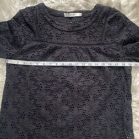 Urban Outfitters L’affaire Black Floral Eyelet Designed Top (Size: Small) - Picture 12 of 15
